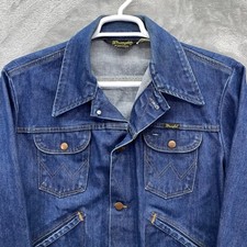 Vintage 70s Wrangler Jacket Mens 44 western workwear No Fault Denim trucker USA