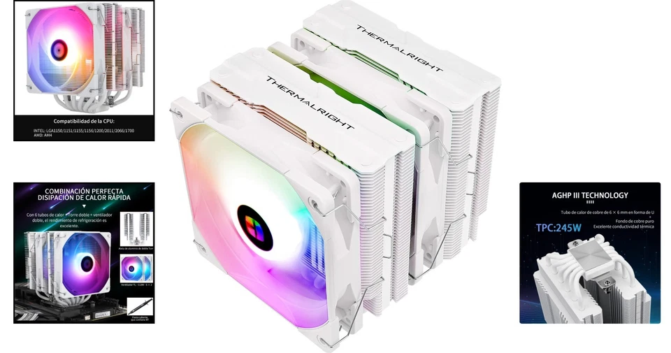 CPU Luftkühler Aluminium PWM Fan ARGB Heatpipes AM4 LGA1700 Intel AMD - Bild 2 von 4