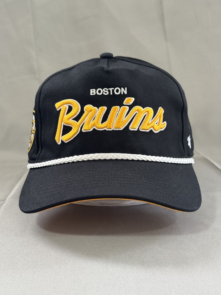 '47 Brand Boston Bruins NHL Rope Snapback Hat Black Script Logo Cap