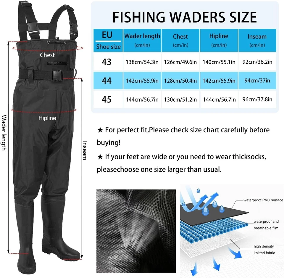 Wathose Herren Damen Atmungsaktiv Angeln Bootsfischerei Schutz - Bild 4 von 4