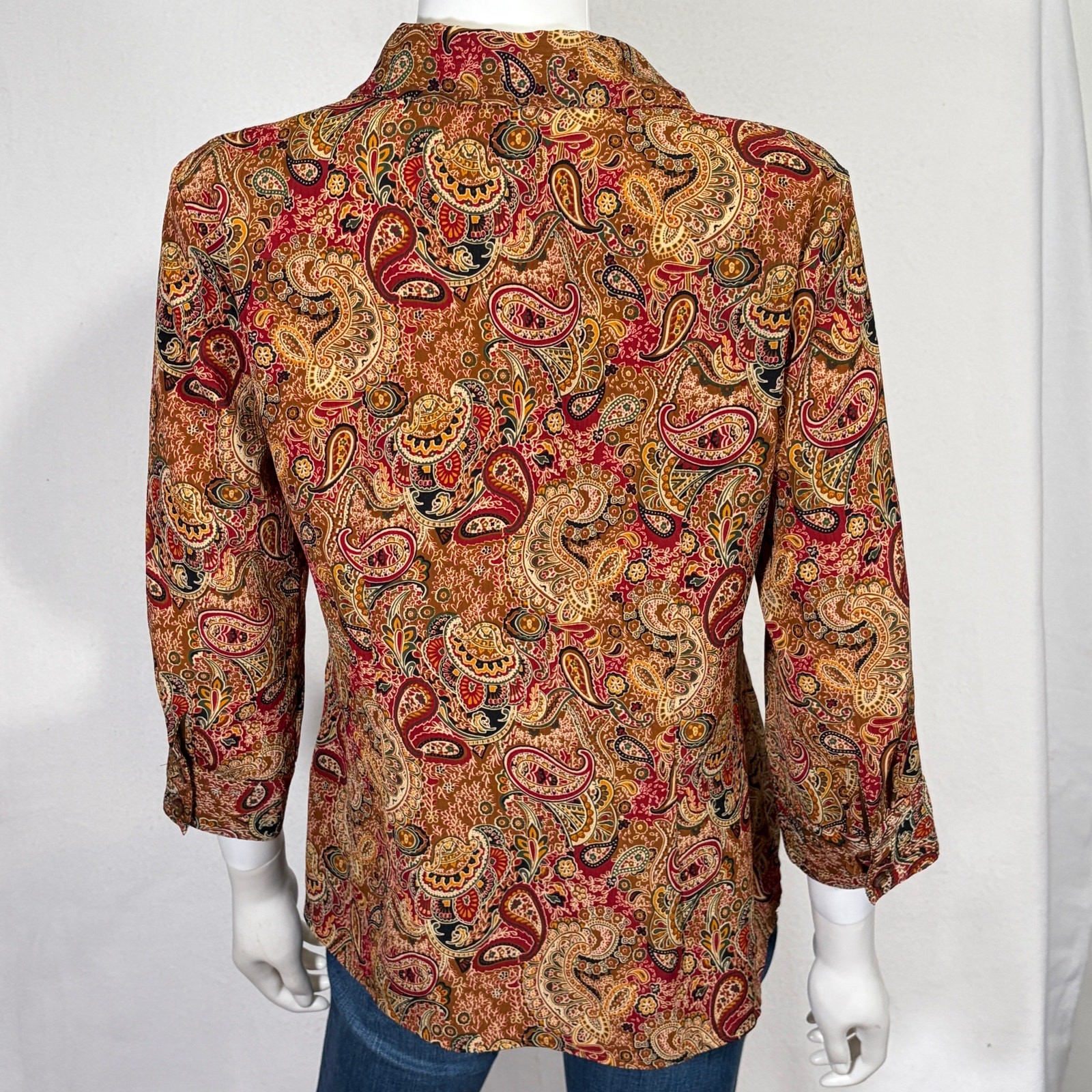 Notations Button Down Blouse Womens Medium Paisle… - image 2