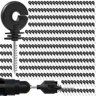 300 Pcs Black Electric Fence Insulator Screw-in Ring 300PCS