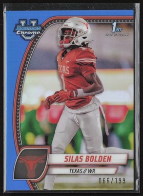 2024 Bowman Chrome U Silas Bolden Blue Refractor /199 Texas Longhorns #164