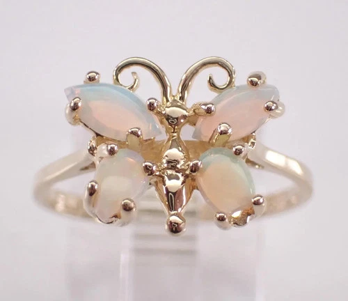 2Ct Marquise Cut Natural Fire Opal Women's Butterfly Ring 14K Yellow Gold Plated