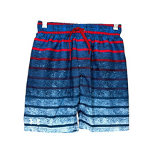 UNDER ARMOUR Ombre Blue Red Striped Swim Trunks Boys Small Mesh Liner EUC