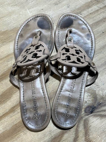 tory burch Beige leather sandals flip flop 10 1/2 Slip On - Picture 2 of 8