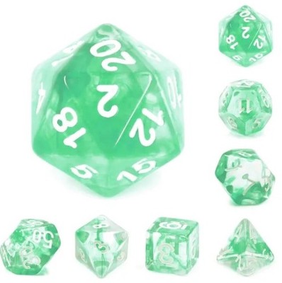 Galactic Dice Premium Dice Sets - Nebula Green (Green, Clear, & White) Acrylic S
