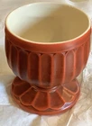 McCoy Vintage Floraline 429 Pedestal Planter Vase Ribbed Matte Orange 5.5 Inches