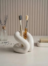 Bathroom Ceramics Toothbrush Holder Rope Knots Tooth Brushes Storage Holder D...
