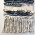 Anthropologie Macrame Weaved Wall Hanging Rug Boho Tapestry Art Decor Blue Wool — photo 3