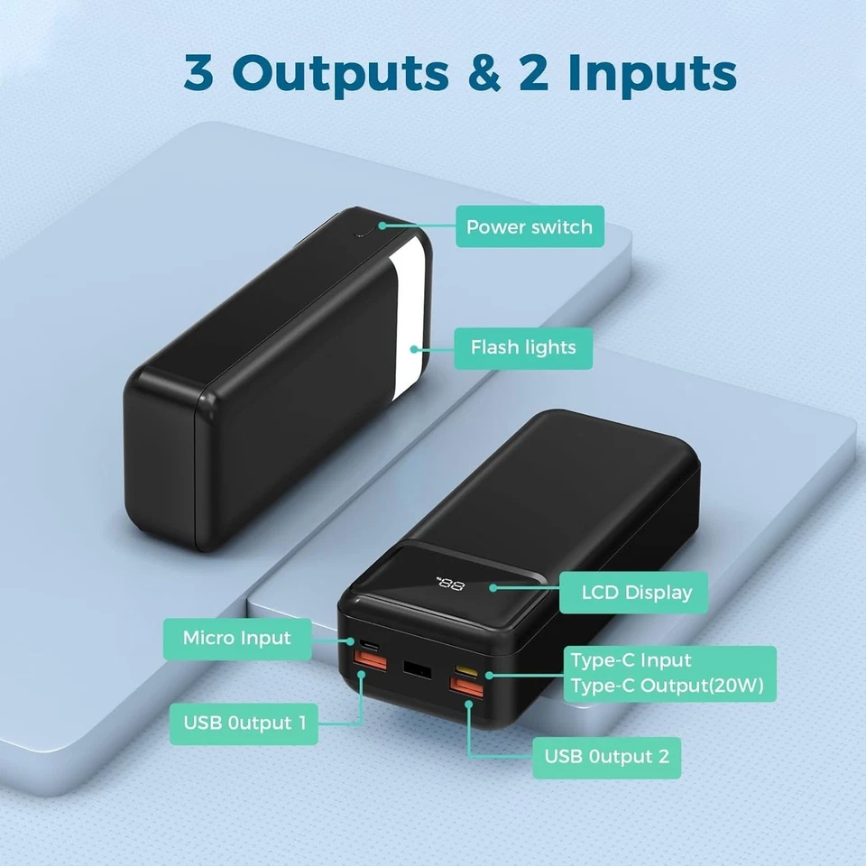 50000mAh Power Bank 25W Fast Charging for phone Outdoor Camping Power Supply - Image 3 of 4