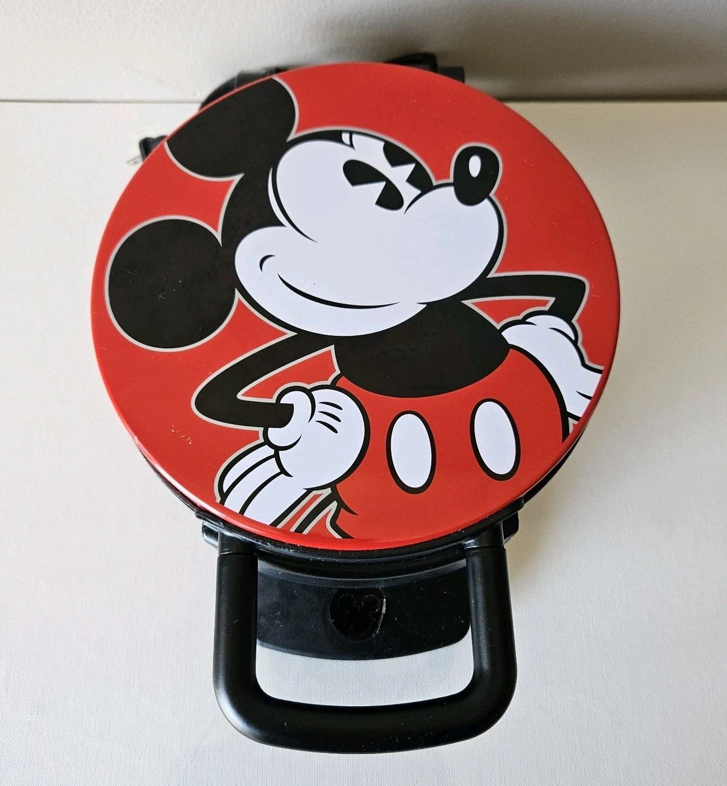 Disney Mickey Mouse Shaped Non-Stick Waffle Iron Maker Red White Black 7.5"