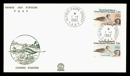 DR WHO 1983 FRENCH ANTARCTIC FSAT FDC BIRD CACHET COMBO M70638