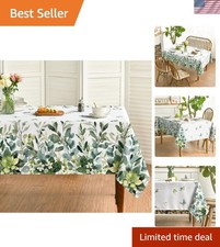 Spring Summer Tablecloth 52 x 70 Inch Rectangular Eucalyptus Floral Washabl...
