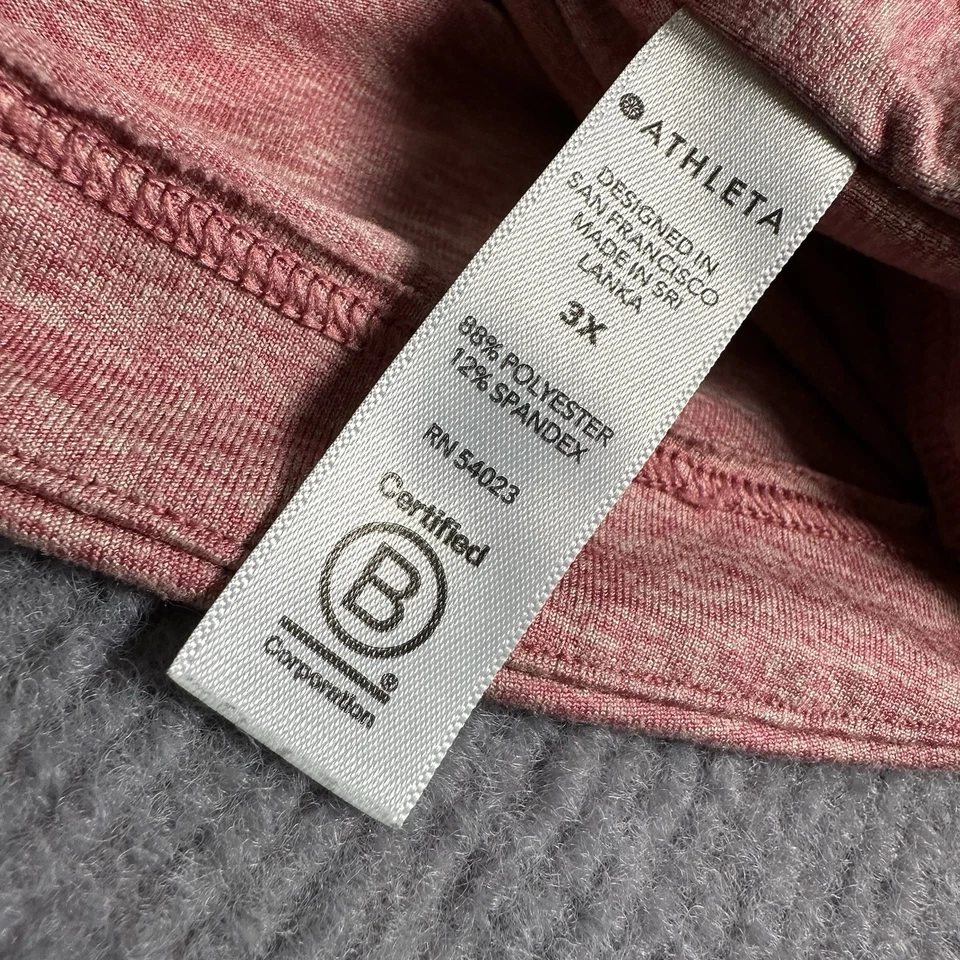 ATHLETA Womens Long Sleeve Training Top Size 3X Pink Wicking - Image 4 of 4