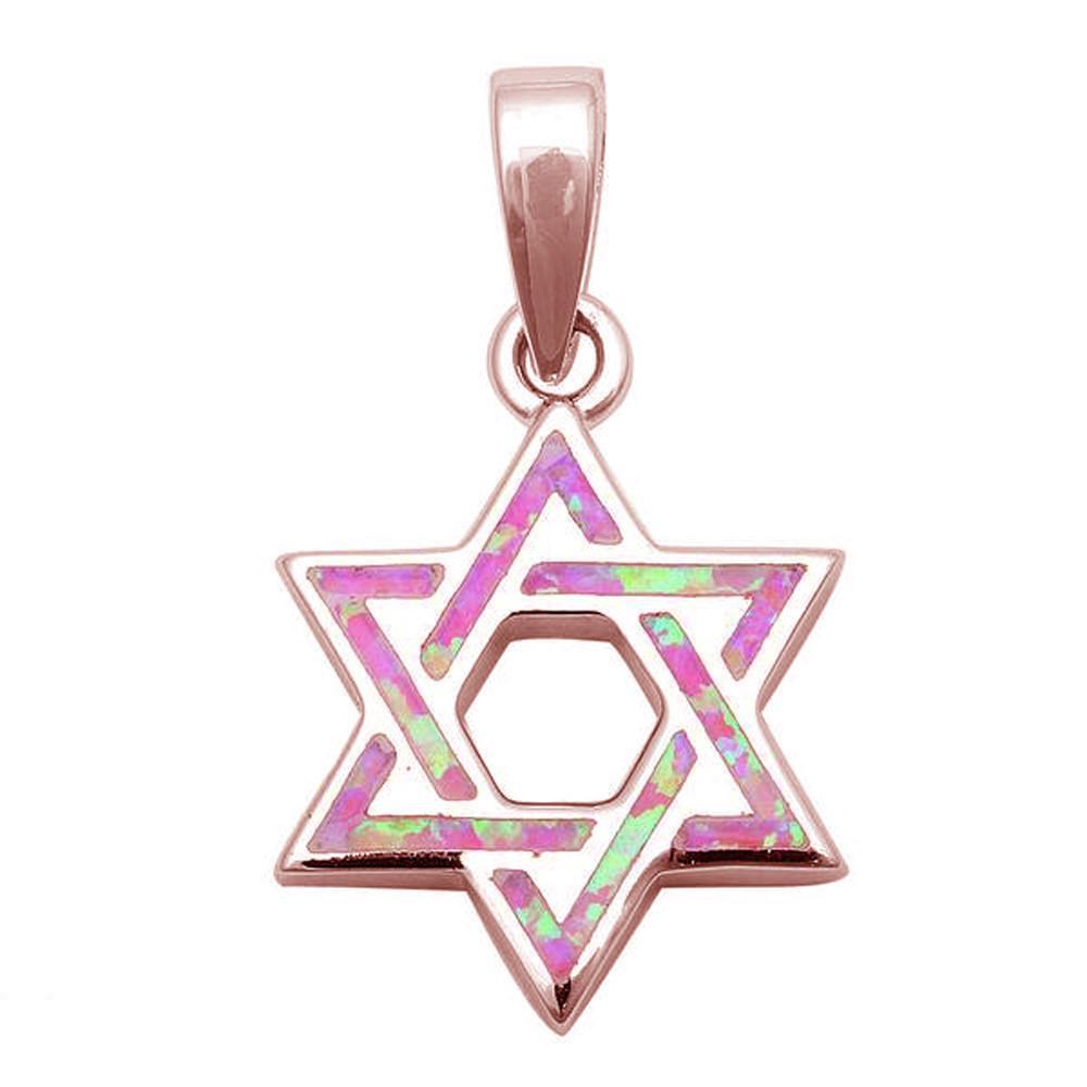 Rose Gold Plated Star Of David Sterling Silver Pendant