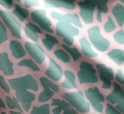 Polar Fleece Fabric Baby Mint Green Large Giraffe Print