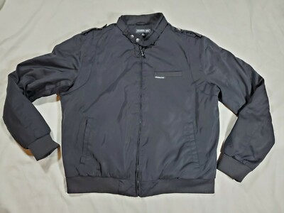 Retro Members Only Soft Shell Insulated Winter Bomber Jacket Black Mens Large