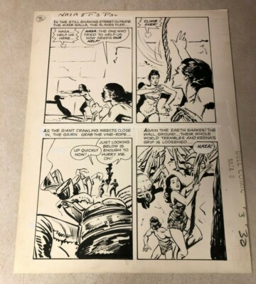 #ad #ad NAZA stone age warrior #8 ORIGINAL ART 1965 SPARLING KEENA battle GIANT INSECTS $169.99