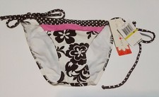 New Hula Honey Women's Brown Floral Tie Side Swim Bottom Size Medium