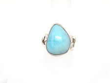 Authentic Vintage Larimar Specimen Ring .925 Sterling Silver Mounting Size 7