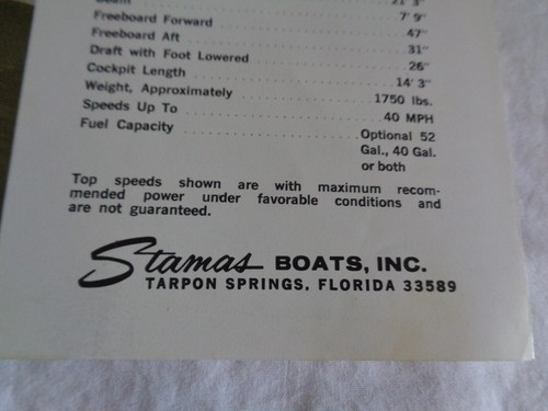 STAMAS ⚓1971⚓FLEET OF QUALITY⚓PRICE LISTS⚓CRUISERS SPORT BOATS⚓ VTG.⚓U.S.A.👀 - Picture 9 of 9