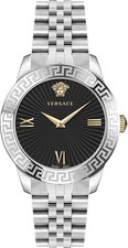 Versace VEVC00419 Greca Signature Lady black silver Steel Women's Watch NEW