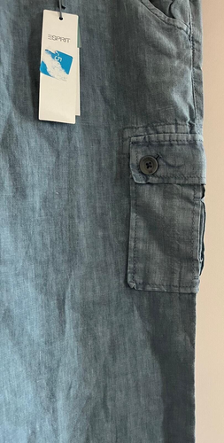 ESPIRIT Women's Light Blue 100% Linen Cargo Trousers Size UK 16-18 (Brand size16 - Picture 5 of 6