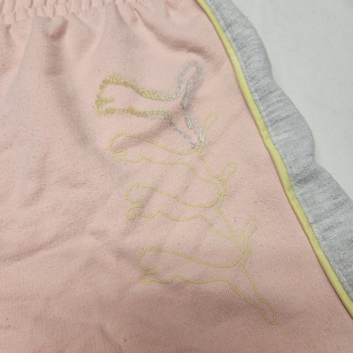 Puma Kid's Girls Pink Gray Yellow Short Size XL (16) Logo Strechy - Picture 3 of 11