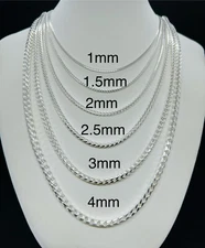 925 Sterling Silver Men's Women's Franco Link Chain 16" - 36" 1mm - 4mm