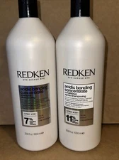 Redken Acidic Bonding Concentrate Shampoo & Conditioner LITER SET 33.8oz SEALED!