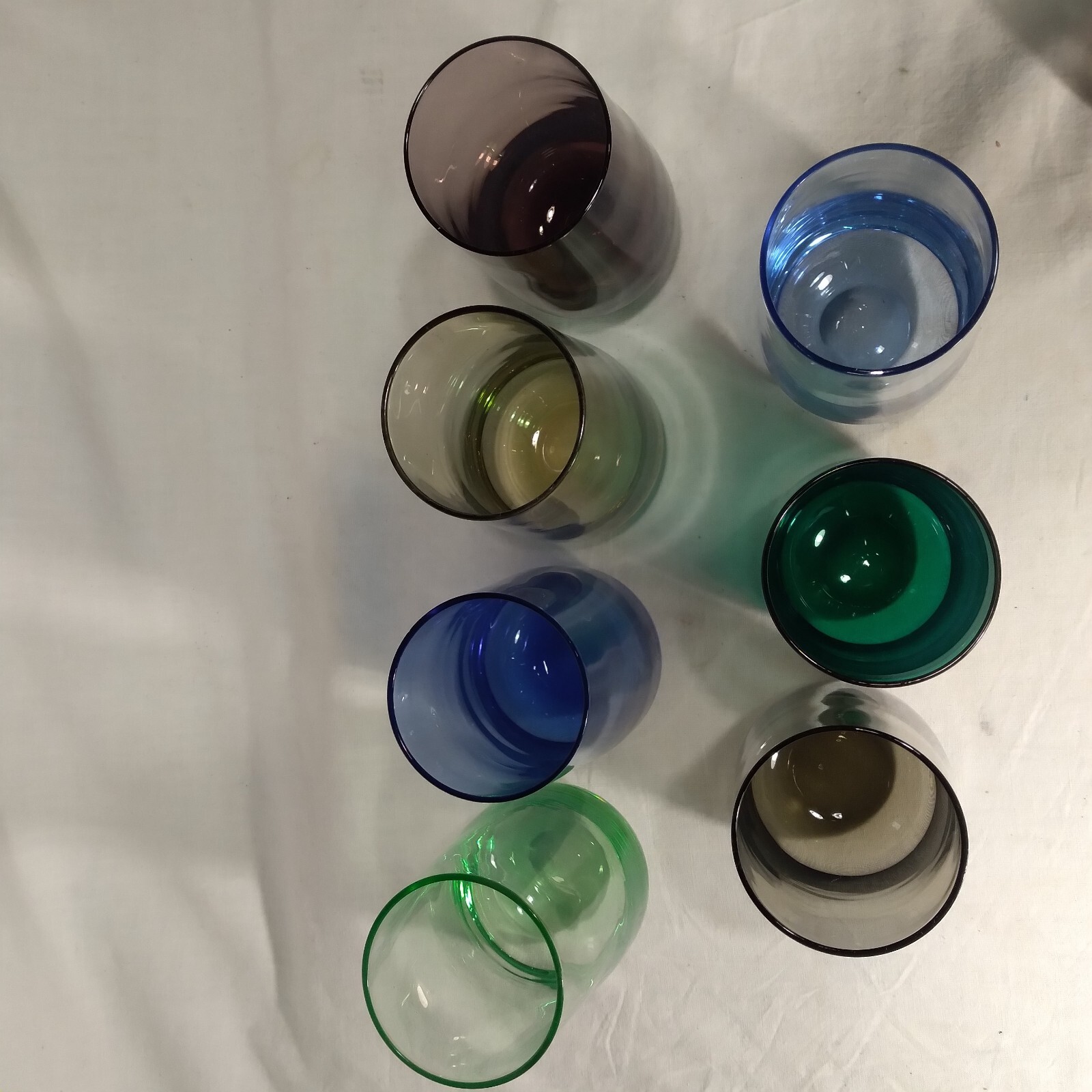 Set Of 7 Various Colored Drinking Glasses eBay