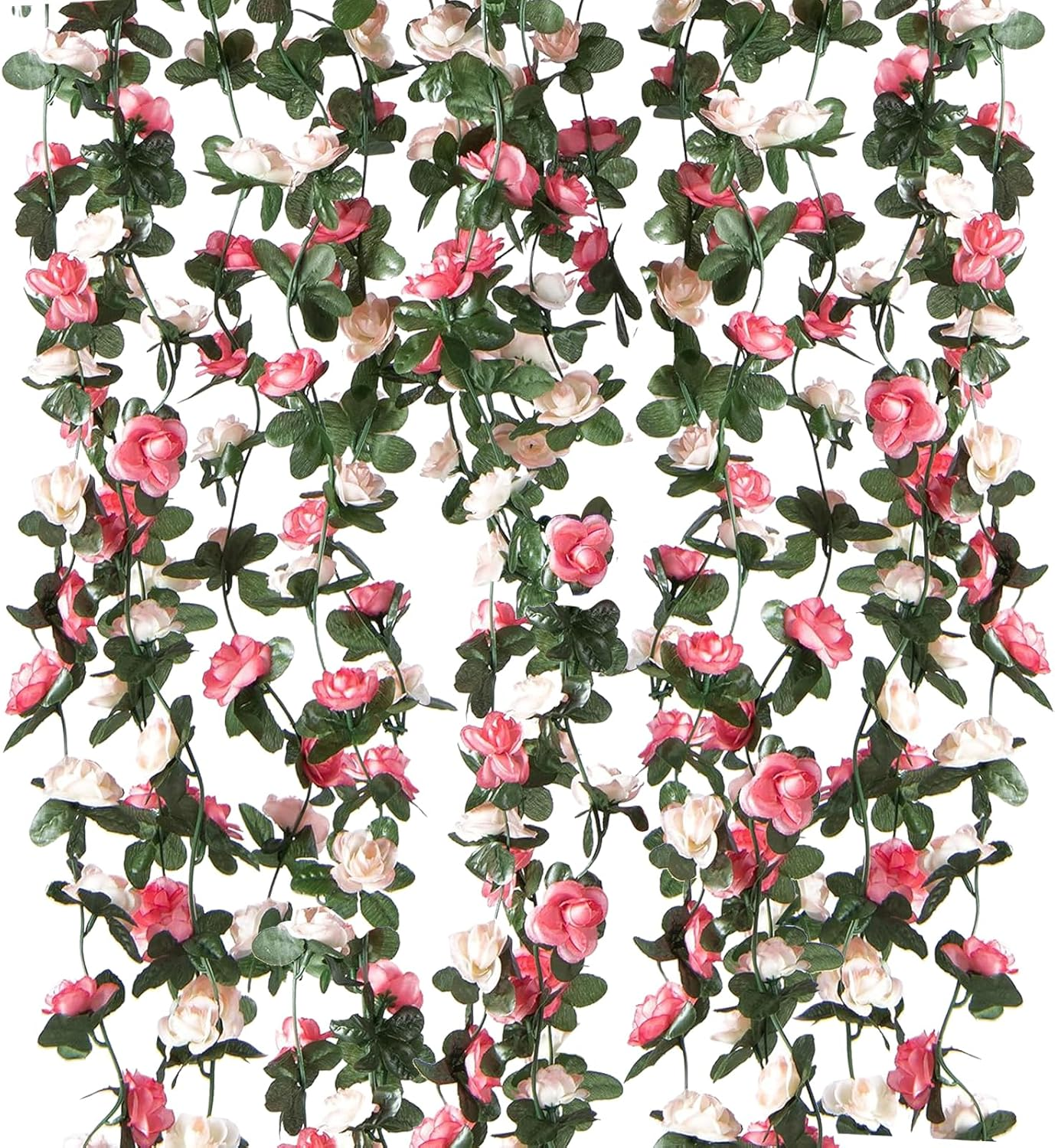 6 Pack 49FT Artificial Fake Rose Garland Artificial Flower Vine Hanging Rose
