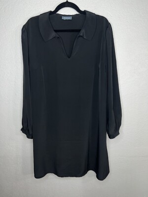 ModCloth Black Dress Long Sleeve Lagen Look Retro Collared Large-XL Boxy  Dress Y | eBay