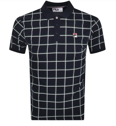 FILA Men's Polo Shirt Striped Navy/White Tee Short Sleeve Cotton Jersey XS-4XL - Picture 10 of 11