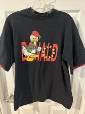 T Shirt Vintage 90s Donald Duck Walt Disney Cuffed Sleeves Single Stitch size L
