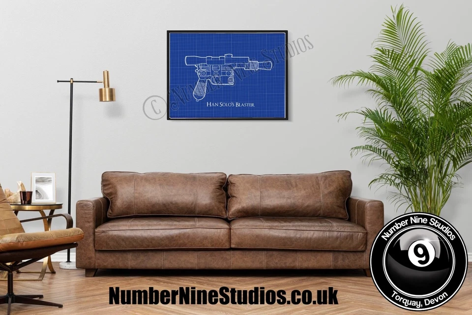 Han Solo’s Blaster Star Wars Ilustración BLUEPRINT,Alta calidad, Firmado.Limitado Foto 3 de 4