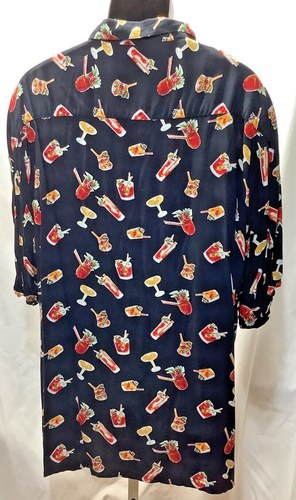 Camisa Hawaiana Puritan 3XL Negra Cócteles | Bloody Mary Rayon Grill Master - Imagen 3 de 5