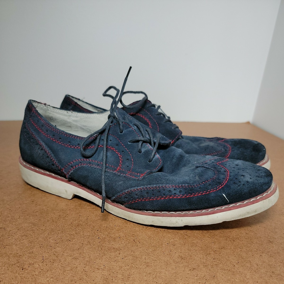 GBX Mens Dark Blue Suede Leather Dress Casual Shoes Size 10M  display picture 3