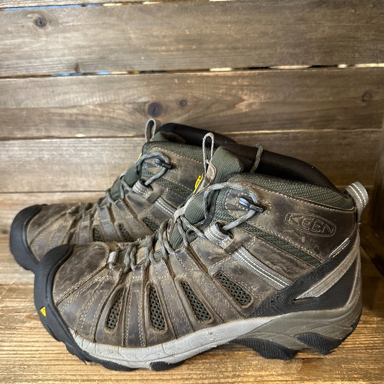 Scarpe da trekking uomo Keen Utility Flint punta acciaio pelle marrone misura 8 5 D