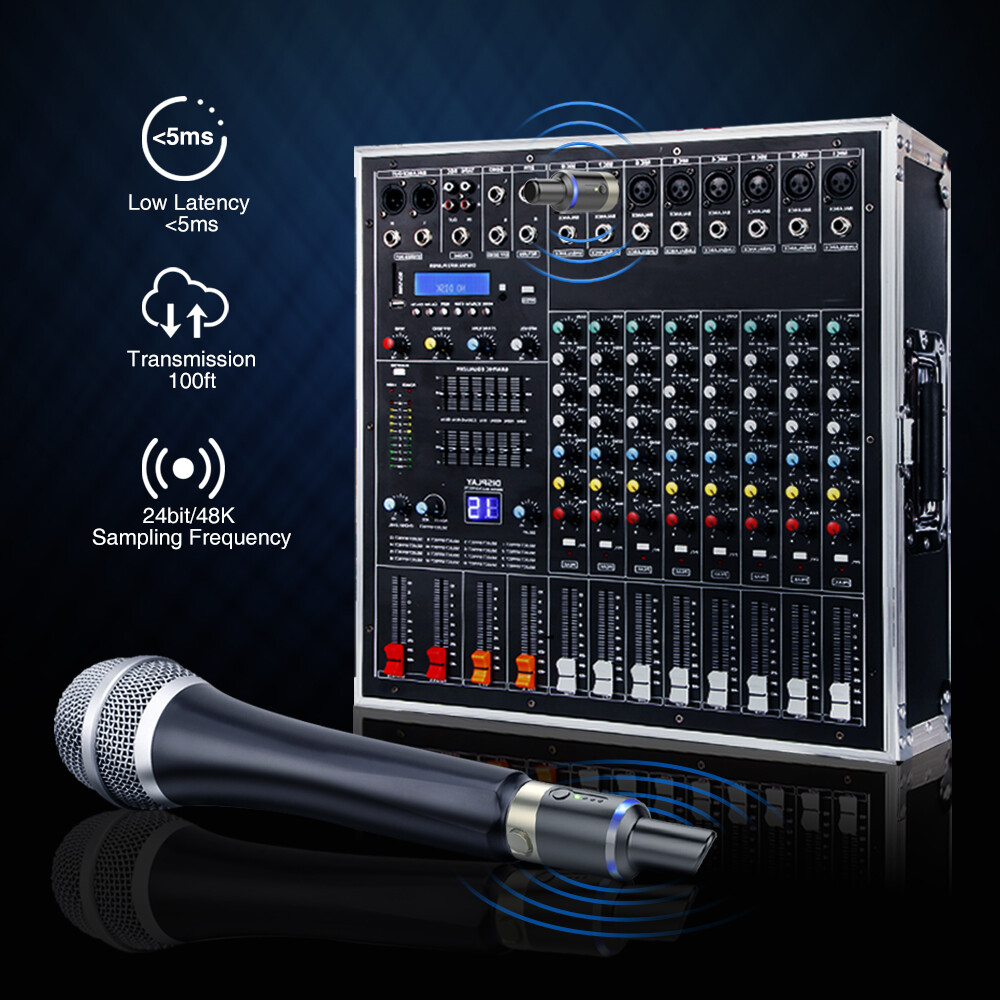 Yinker UHF Draadloze XLR Microfoon Zender Ontvanger Plug-on Draadloze Microfoon Systeem voor Dynamische Mic, Audio Mixer, Mixing Console, PA Systeem