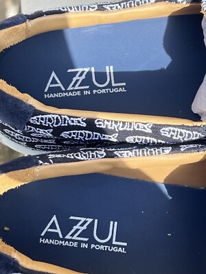 AZZUL Black Canvas Leather Slip-On Shoes Sneakers Handmade  display picture 1