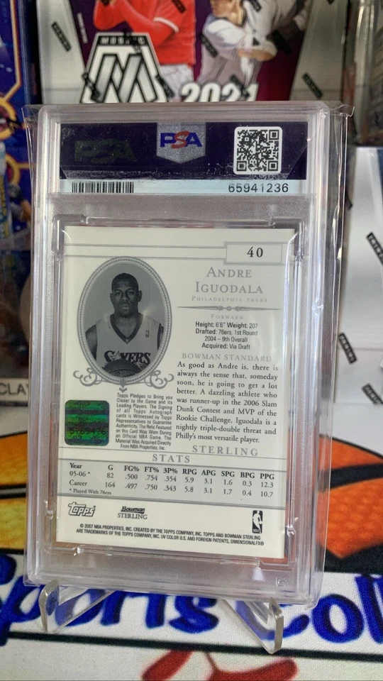 2006 Bowman Sterling Andre Iguodala Auto 10 GWJ PSA 9 #40 - Image 2 of 2