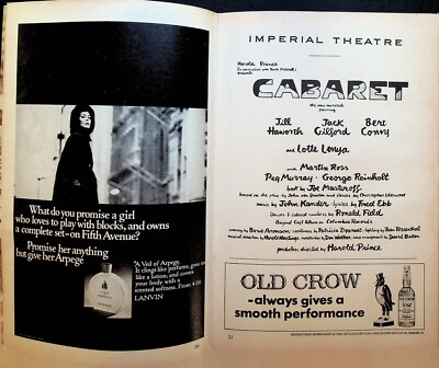 Cabaret Playbill January 1968 Bert Convy Jill Haworth Jack Gilford