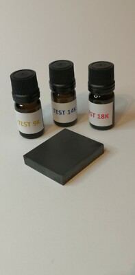 3er Set Test Reagenz 9 14 18 K Gold + Prüfstein + Anleitung
