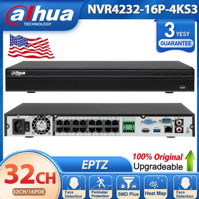 Dahua 32CH 16POE Lite Network Video Recorder NVR4232-16P-4KS3 12MP 2 SATA 40TB