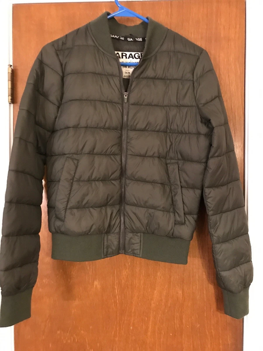 Garage packable junior girls puffer jacket coat army green XS Free
