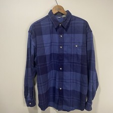 Men's Vintage Outdoor Outfitter Blue Eddie Bauer Flannel Shirt Made In USA