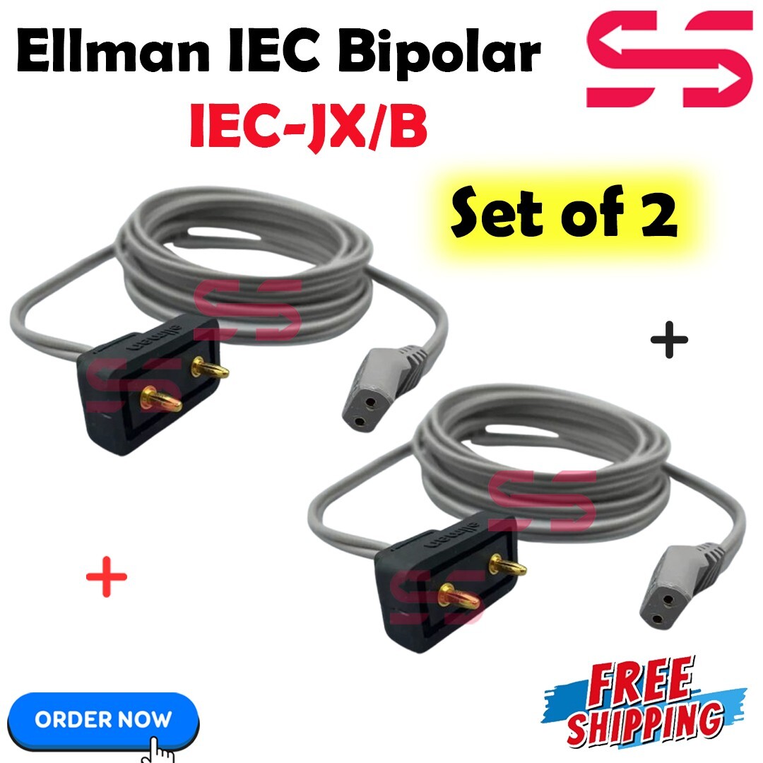 Ellman IEC-Cable Bipolar IEC-JX/B Cable de Silicona CE - Juego de 2 Cables ENVÍO RÁPIDO