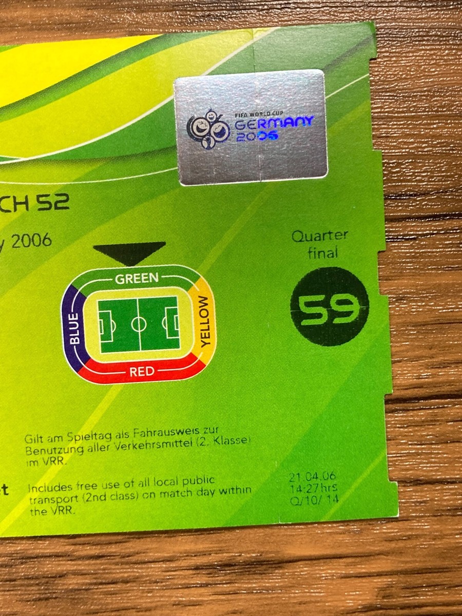 FIFA World Cup 2006 Germany Ticket - Match #59 England Portugal